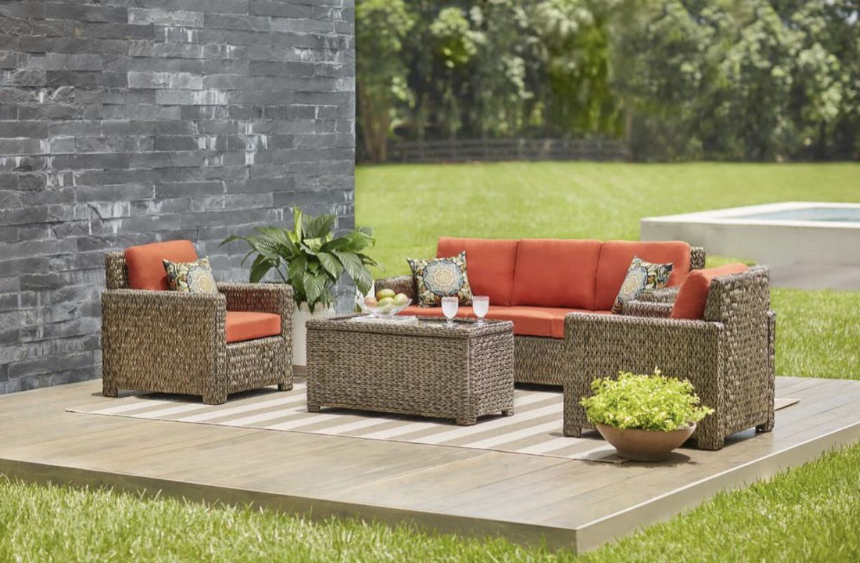 New Hampton Bay Laguna Point 4-Piece Brown Outdoor Patio Deep Seating Set