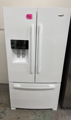 Whirlpool French Door Fridge – White, Ice/Water Dispenser