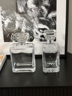 Pair of Premium Glass Whiskey Decanters