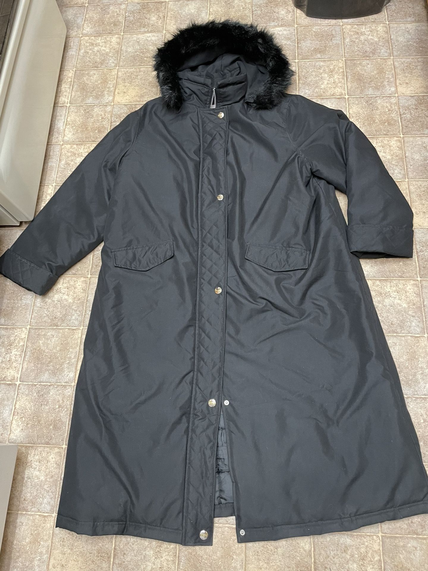 Women’s 2X “ Woman Within Women's 3M Thin Insulate Snap Zip Fur Hooded Coat