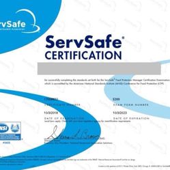 **ServSafe Manager Certificate - SAME DAY CERTIFICATION