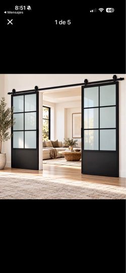 60 in × 84 in Frosted Glass Double Barn Doors