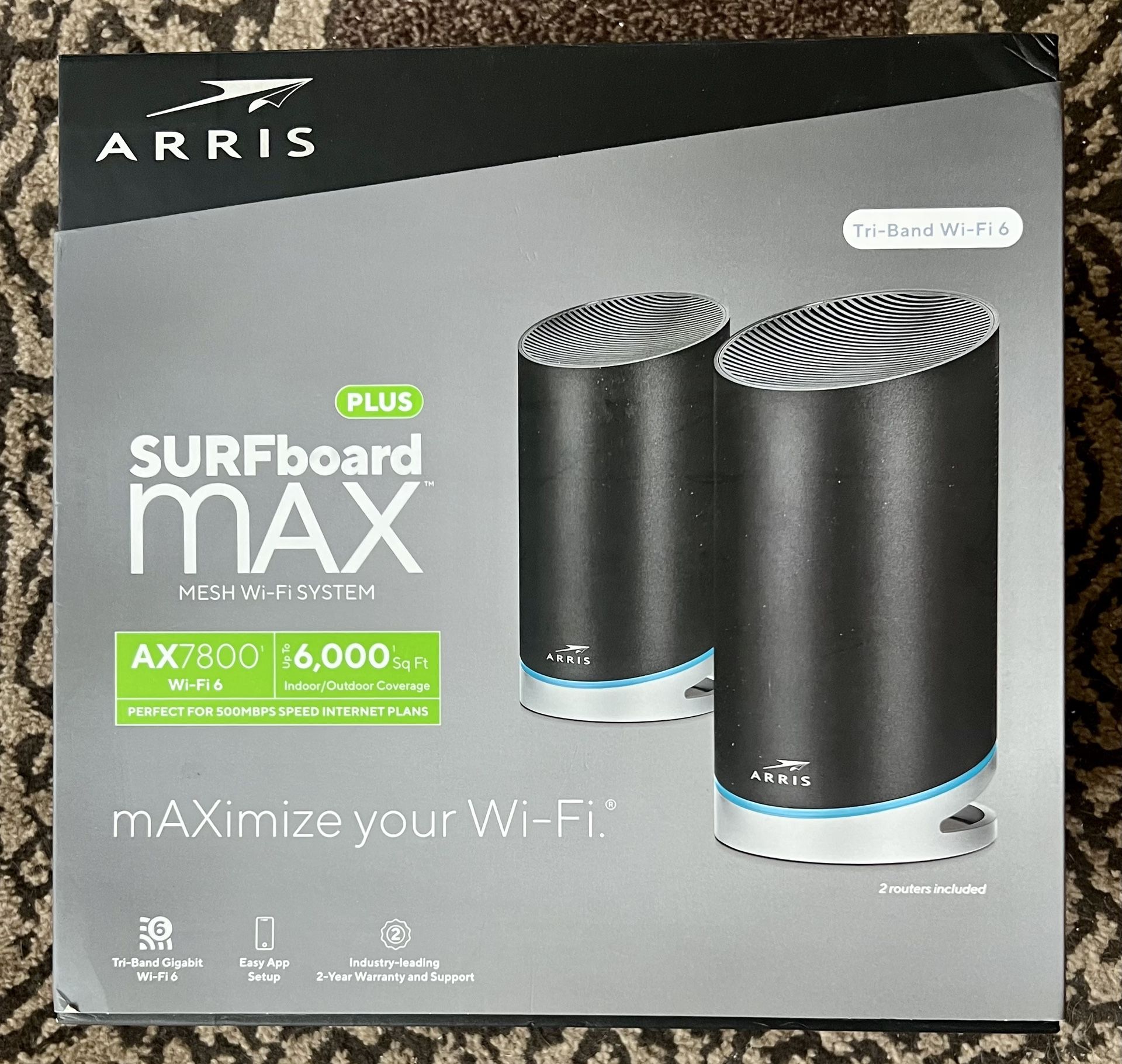  Wifi Mesh Top System - ARRIS SURFboard MAX Plus Mesh AX7800 Wi-Fi 6 AX Router System 2-Pack W130-BONUS!…