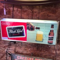 Vintage Black Label Lighted Bar Sign