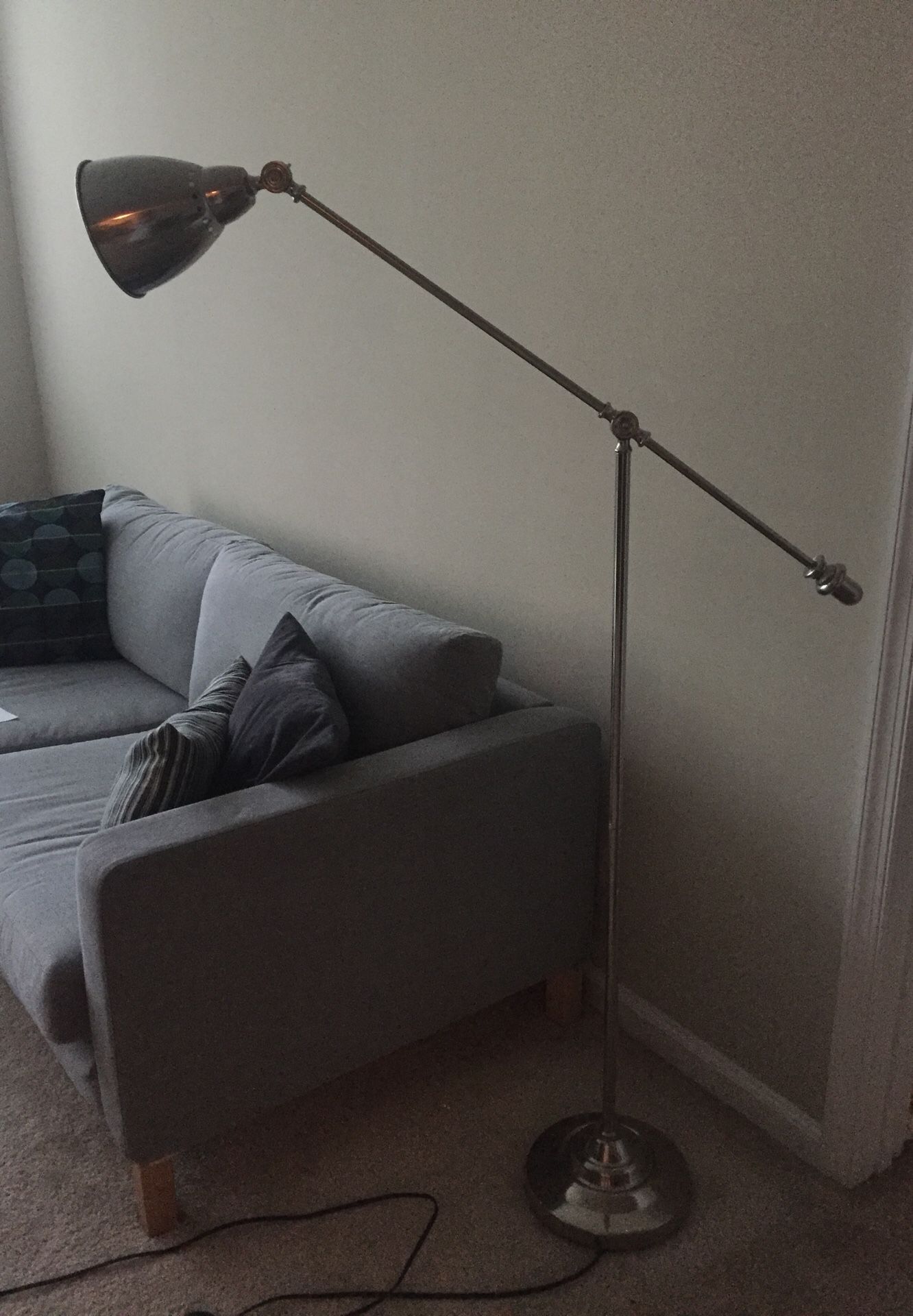 Silver floor task lamp