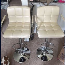 Bar Stool Set Of 2 WHITE 