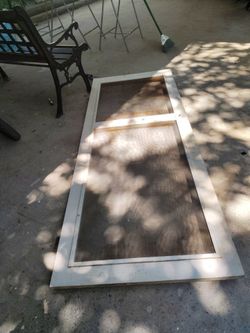 Antique White Wooden Screen Door