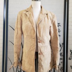 [American Flirt] Soft Beige Suede Leather Jacket