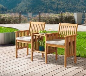 TWO of these 60" Wide Solid Wood Double Seat Bench with Attached Table W00(contact info removed)