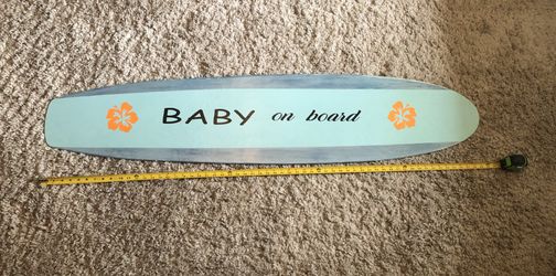 Wood “Baby on board” sign, baby shower
