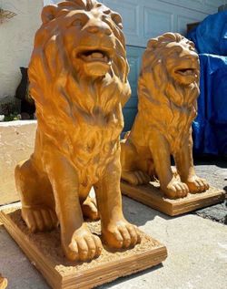 Pair Of Cement LION Statues- Good Condition