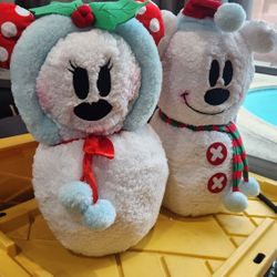 Disney Mickey And Minnie Christmas Plush Greeters Set Of 2