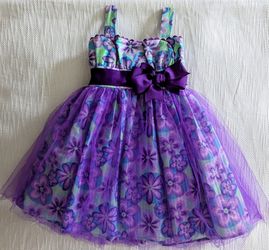 Seersucker Flowers Print Girl Dress