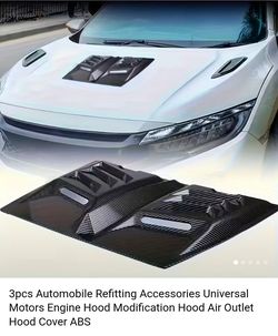 3pcs Automobile Refitting Accessories Universal Motors Engine Hood Modification Hood Air Outlet Hood Cover ABS