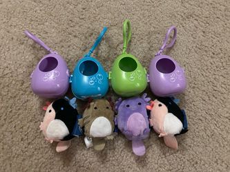 Axolotl Keychains, Set of 4, Purple, Pink, Black