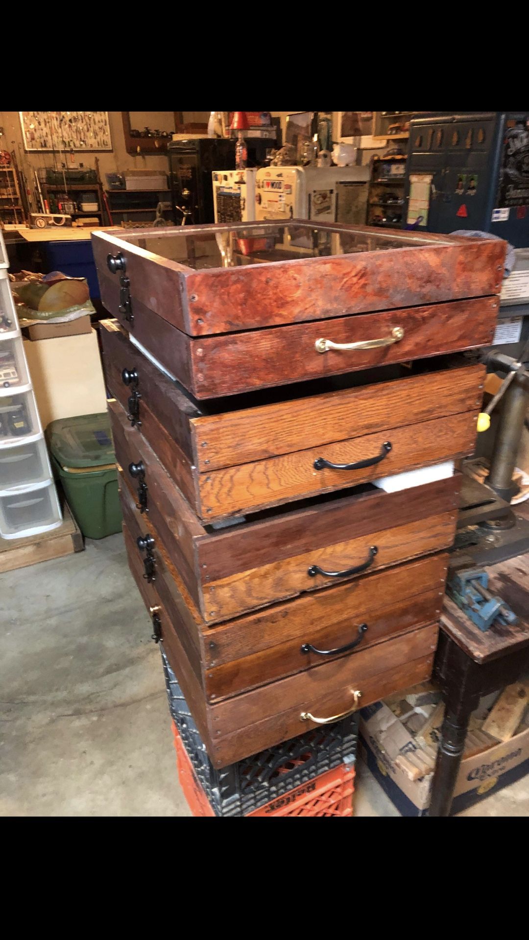 Display cases Homemade, 4. Available. Made From reclaimed wood & Glass 3/8 Thick Glass