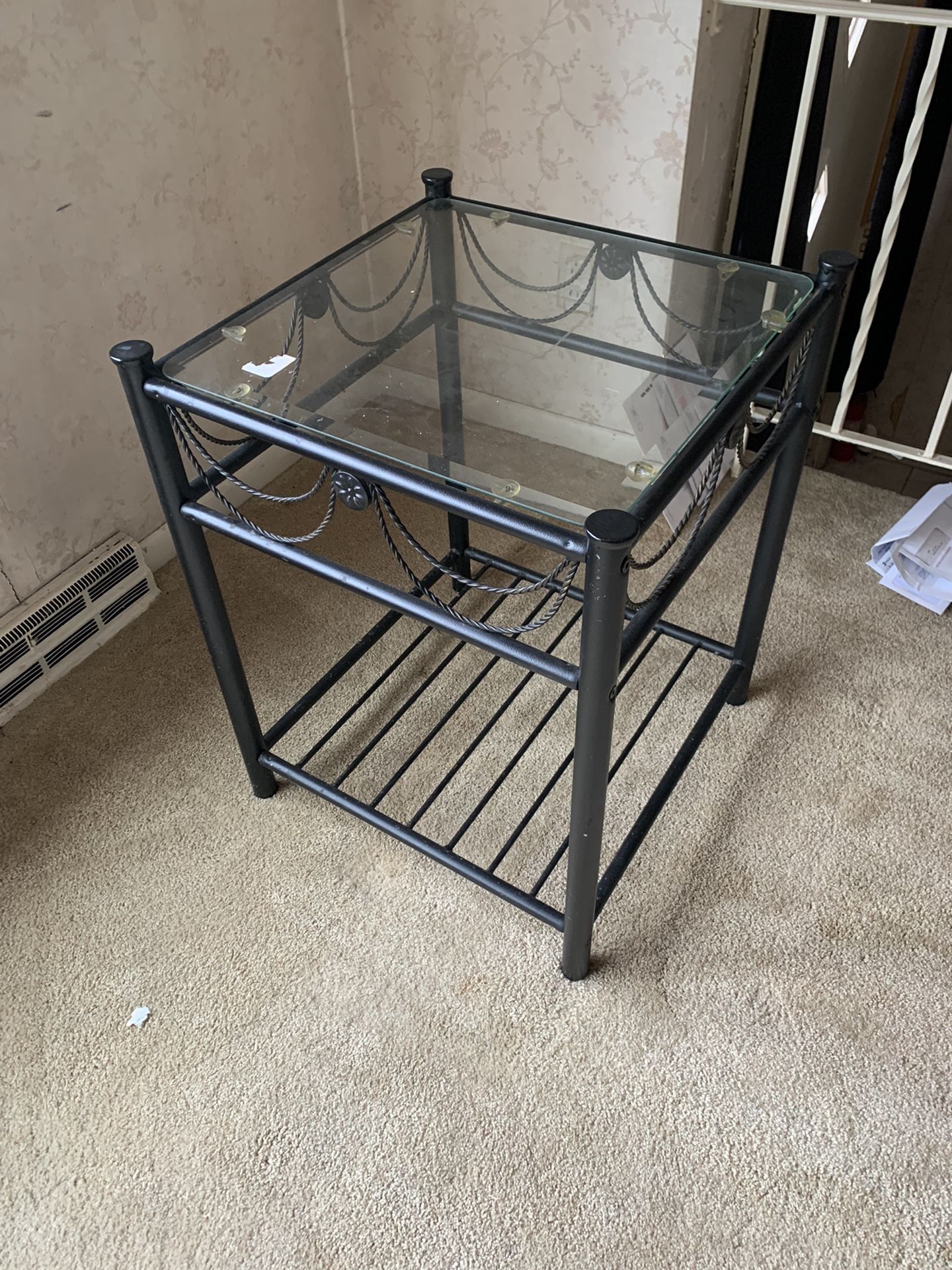 Metal And Glass Sofa End Table