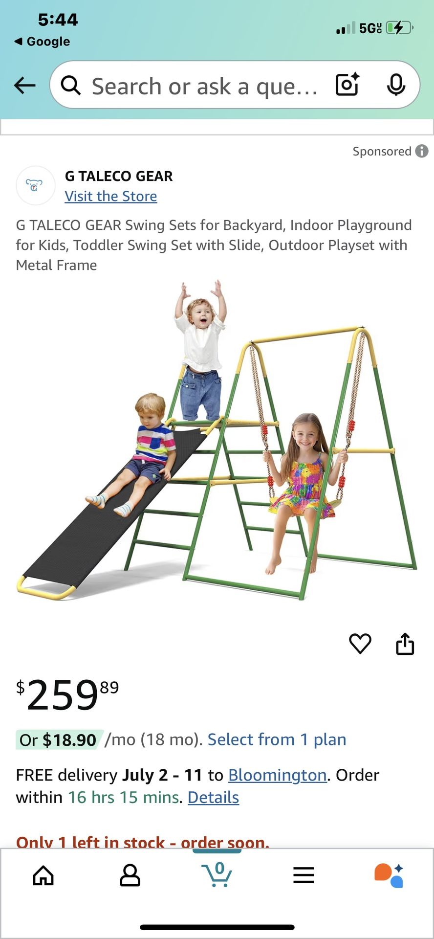 G TALECO GEAR Swing Set