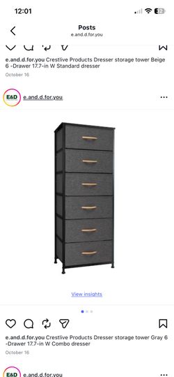 Crestlive Products Dresser storage tower Gray 6 -Drawer 17.7-in W Combo dresser