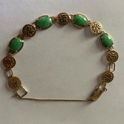 Ming’s 14k Yellow Gold Bracelet Green Jade 
