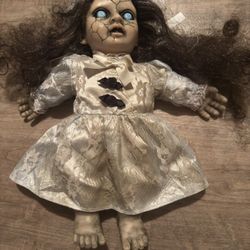 Spirit Halloween Haunted Decrepit Doll Talking Scary Prop 15"
