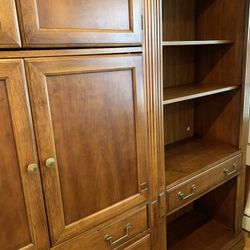 Bernhardt Solid Cherry Wood Wall Unit Set – 4-Piece Traditional Bookcases + Cabinets 