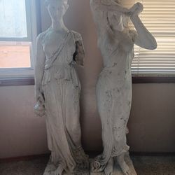 Antique 4' Hebe And Phryne Statues 