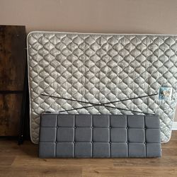 Queen Bed Frame with Mattress, Two Couches, and Work Desk