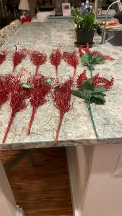 Glitter Twig Bush By Holiday Time. 10 Plain And 2 With Added Silk Leaves. $1 Each