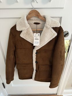 Zara Men’s Suede Sherpa Jacket NWT