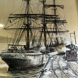 Vintage Dockside Boat Farnsworth Naval Framed Art Decor