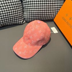 ouis Vuitton Classic Lettering Jacquard Baseball Cap Pink