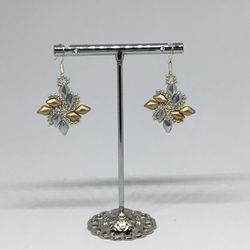 Diamond Duo Swirl Fan Beaded Earrings  Handmade