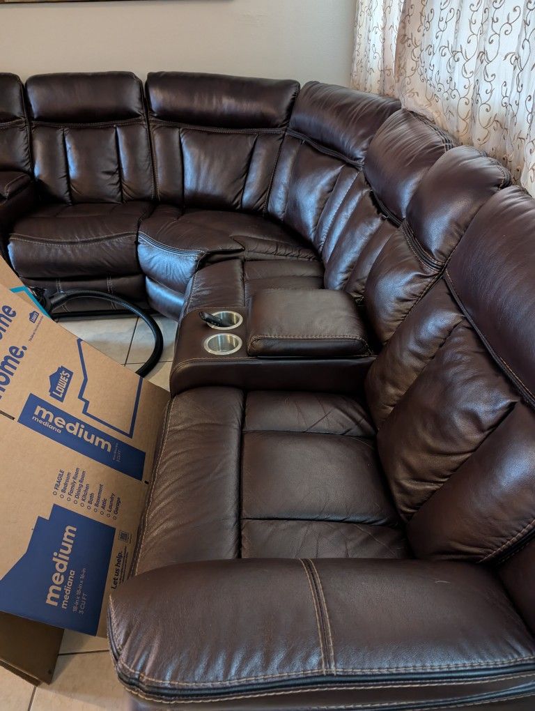 Leather  Sectional Reclining Couch