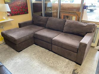 JONATHAN LOUIS Chocolate Fabric Track Arm Sectional w/ Chaise Lounger