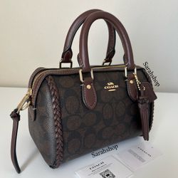 Coach Mini Rowan Crossbody Bag In Signature Canvas With Fringe