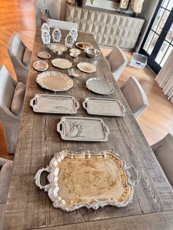 Silver-Plated Serving Trays and Tableware Collection