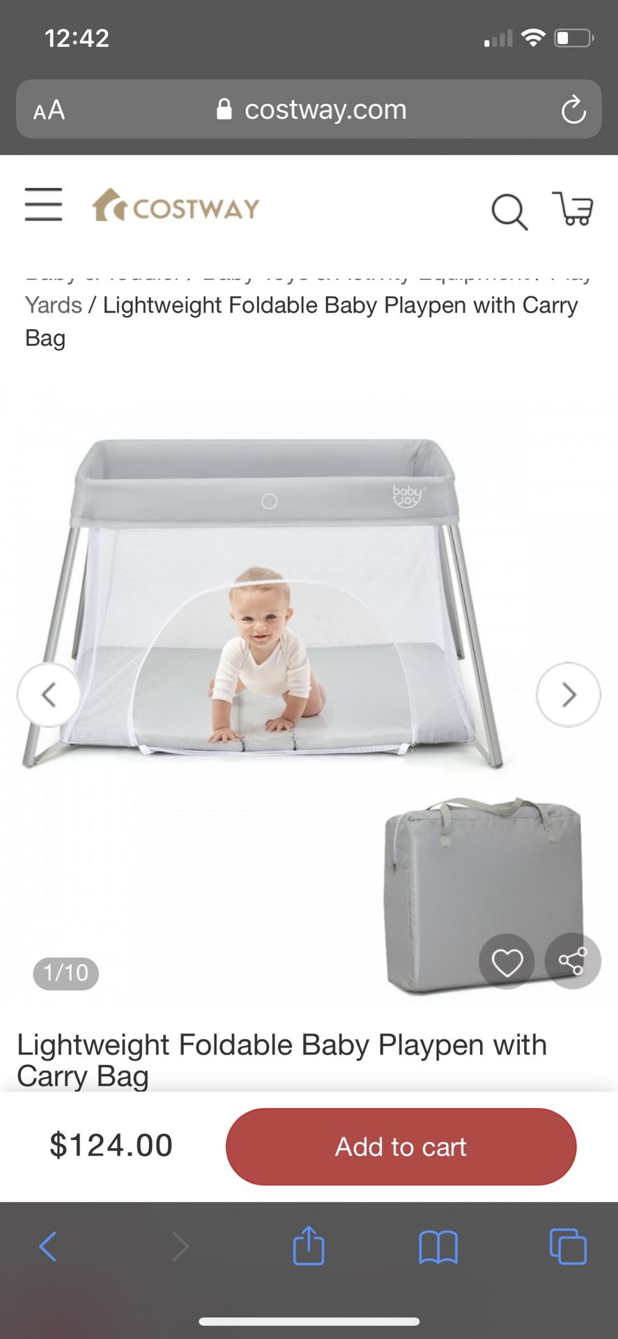 Lightweight Foldable Baby Playpen with Carry Bag main image 4