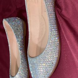 Silver Slip On Dress Flats Size 6 1/2