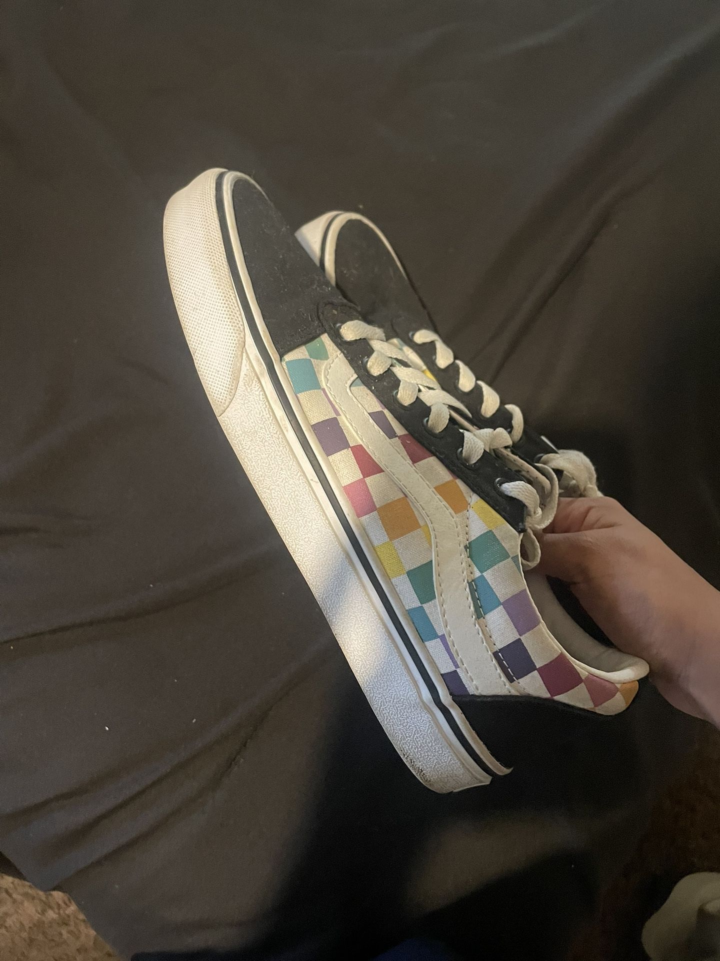 Rainbow Checkered Vans 