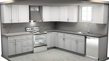 Shaker White / L-Shape Kitchen at an affordable