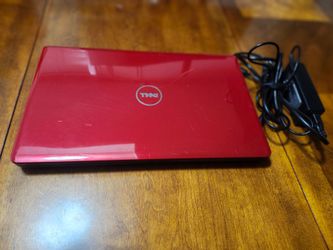 Red Dell Laptop & LG monitor