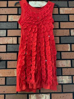 Red Sleeveless Dress with Petal Embellishments