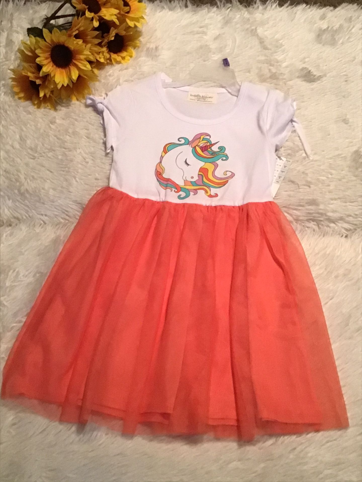 Beautiful  Orange Unicorn Tulle Dress For Ur Princess $15  ( Size Xs 4-5)