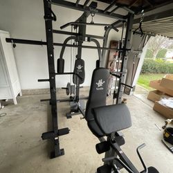 Vesta Fitness Smith Machine 1001 w/Bench Attachment | 245lb Cast Iron Olympic Weights | 7ft Olympic Bar | Fitness | Gym Equipment | FREE DELIVERY 🚚 