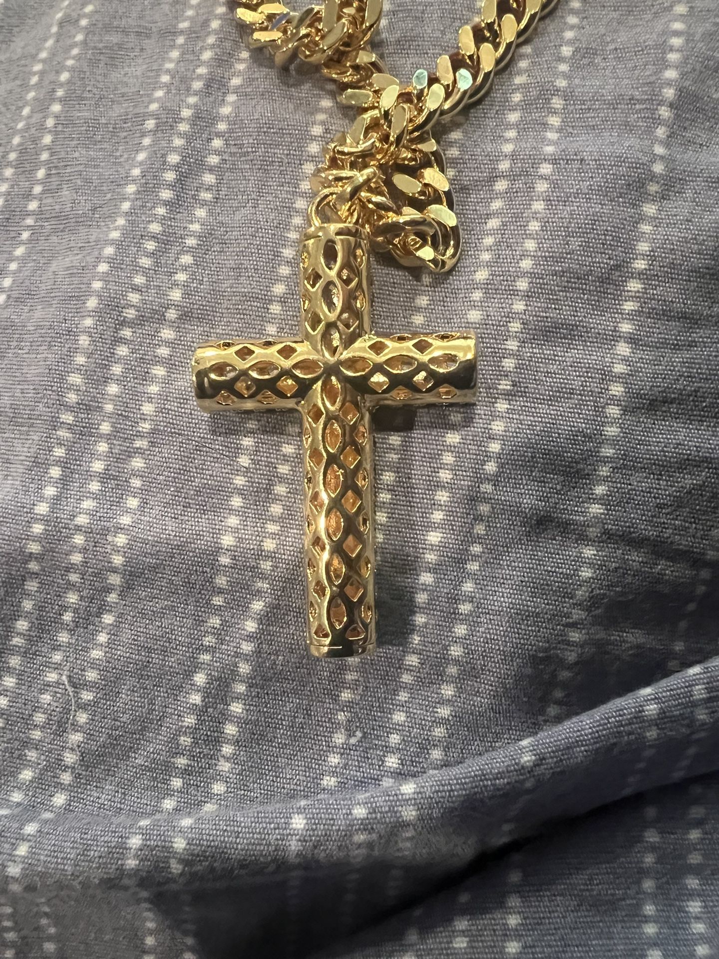 18kt Gold /silver Crucifix (not Solid Gold) New