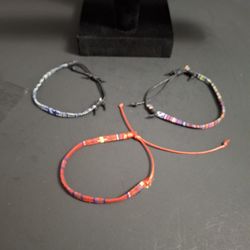 Set Of 3 Unisex Friendship Boho Surfer Handmade Woven Bracelets- Adjustable 