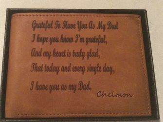 Laser engrave wallet