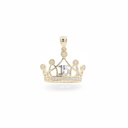 14K Yellow & White Gold "15" Crown Pendant