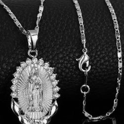 Virgin Mary Pendant Necklace Religious